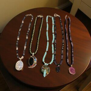 LABOR DAY BLOWOUT SALE!! 5 HANDMADE GEMSTONE NECKLACES 45$